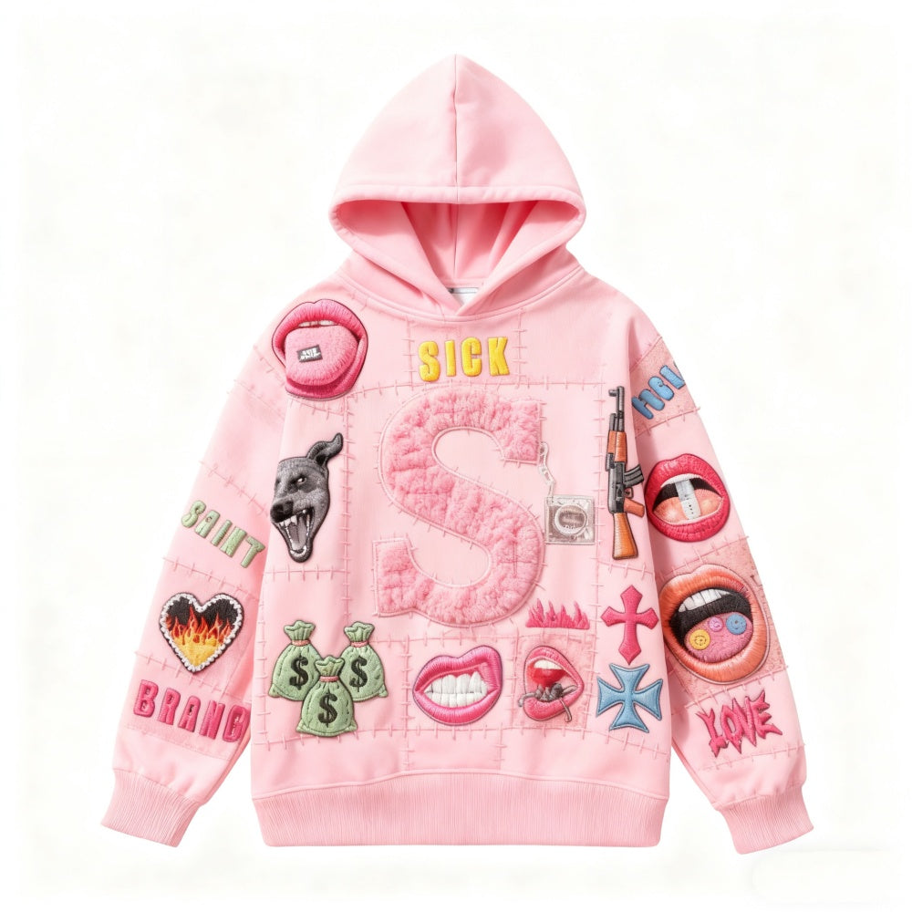 Men's Printed Long-sleeved Hooded Sweatshirt