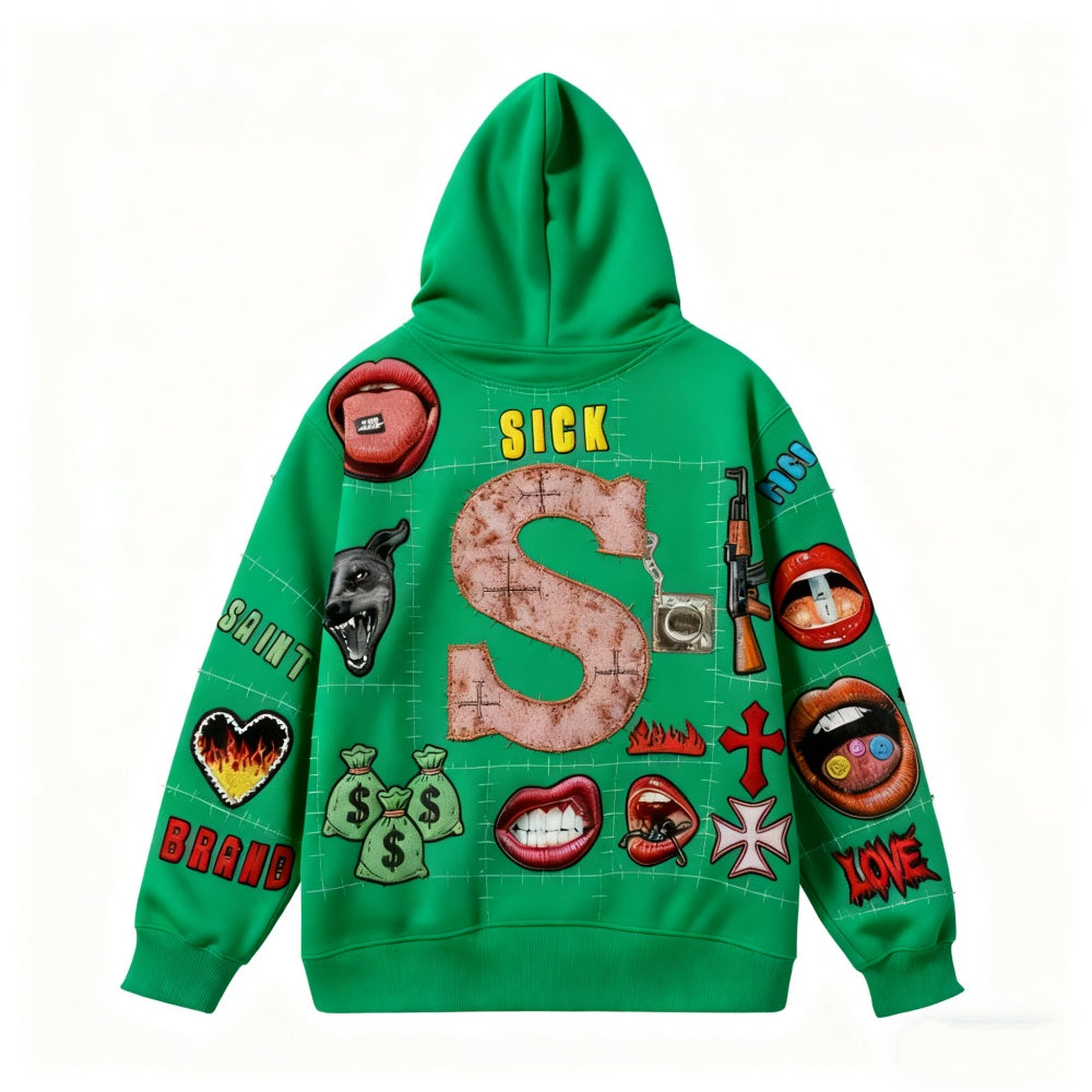 Men's Printed Long-sleeved Hooded Sweatshirt